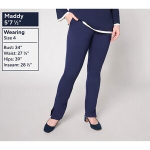 Belle by Kim Gravel Regular Ponte Slim Cigarette Pant with Slits Twilight, Reg 4